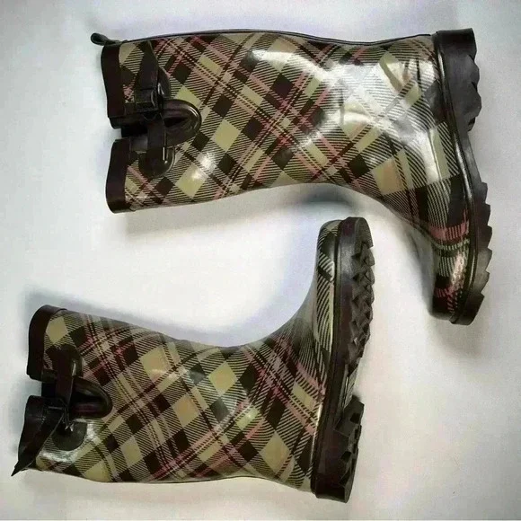 Women's CAPELLI PLAID RAIN/GARDEN BOOTS
SZ 7,brown plaid like new - Picture 2 of 8